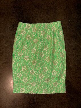 Lilly Pulitzer Hyancinth Green Floral Lace Pencil Skirt